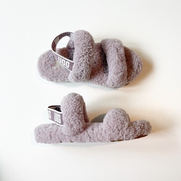 UGG Oh Yea Shearling Slingback Slide Slipper Sandals Purple Violet Big Girl - Picture 1 of 11